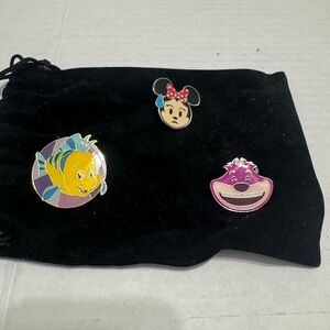 Disney Character Pin Set - Blue, Pink, Black